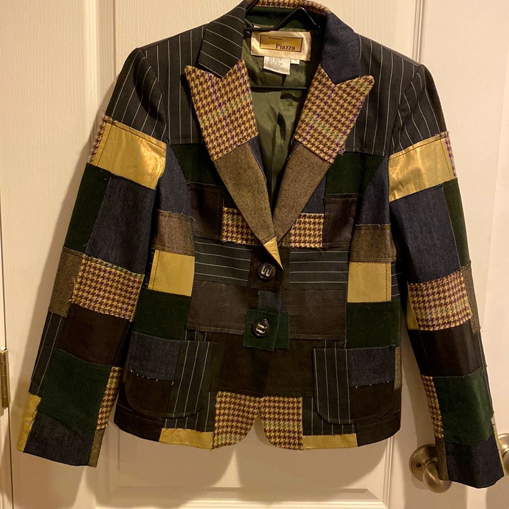 Never worn..Boutique item….patchwork blazer size 10